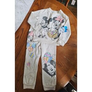 Disney Mickey Minnie Mouse Easter Sweatshirt and Jogger Set Oatmeal Heather 5T
